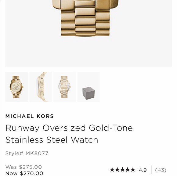 Michael Kors Runway Oversized Gold Tone Mens Watch - Picture 3 of 3